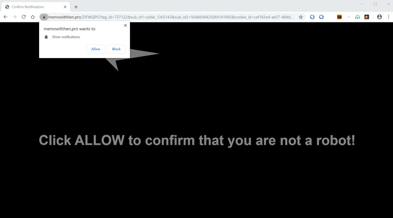 How to remove Memowithhen.pro pop-up ads (Virus Removal Guide) 1 Image: Chrome browser is redirected to Memowithhen.pro