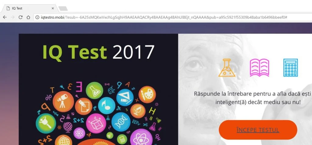 IQ Test 2017 pop-up ads virus