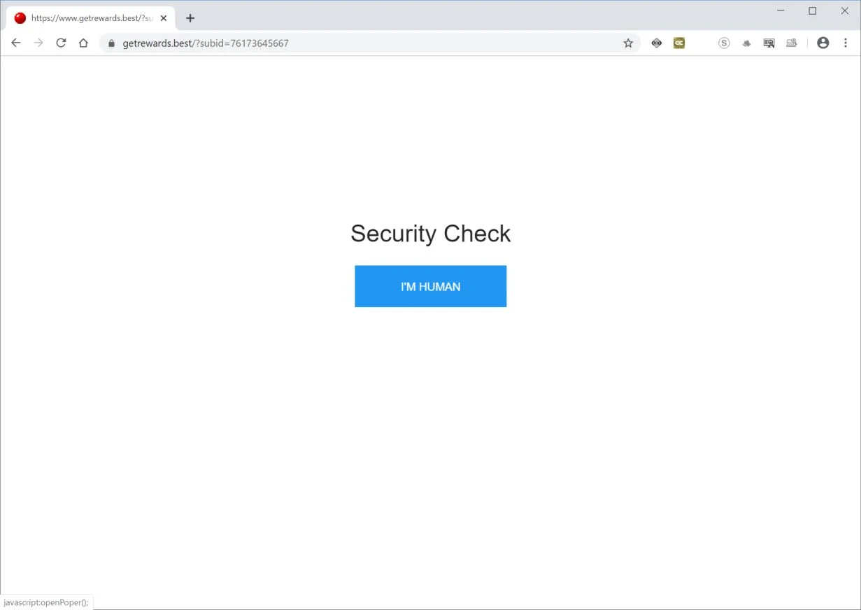 Image: Chrome browser is redirected to Getrewards.best