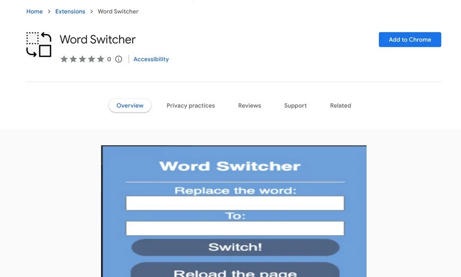 Image: Word Switcher Chrome Extension