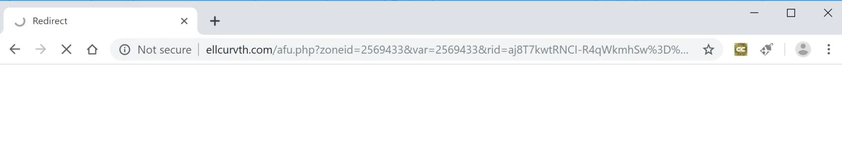 Image: Chrome browser is redirected to Ellcurvth.com