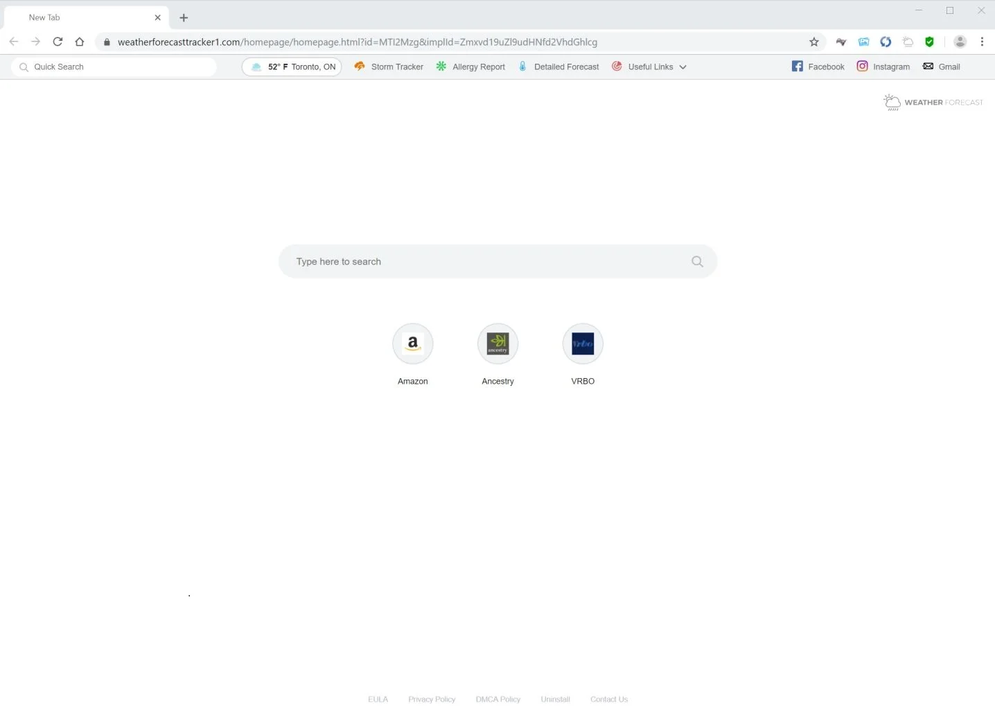 How to remove Weather Forecast redirect (Virus Removal Guide) 1 Image: Google Chrome is redirected to Weather Forecast New Tab