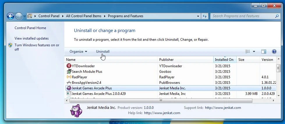 Uninstall Jenkat Games Arcade Plus from Windows Remove Jenkat Games Arcade Plus from Windows