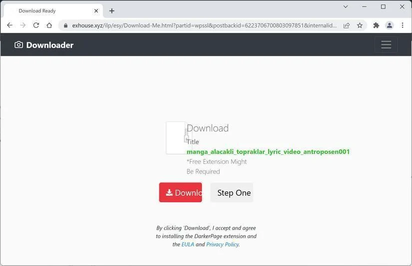 Image: Exhouse.xyz browser redirect
