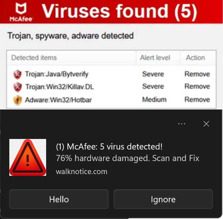 Image 76% Hardware Damaged. Scan And Fix Pop-up Scam