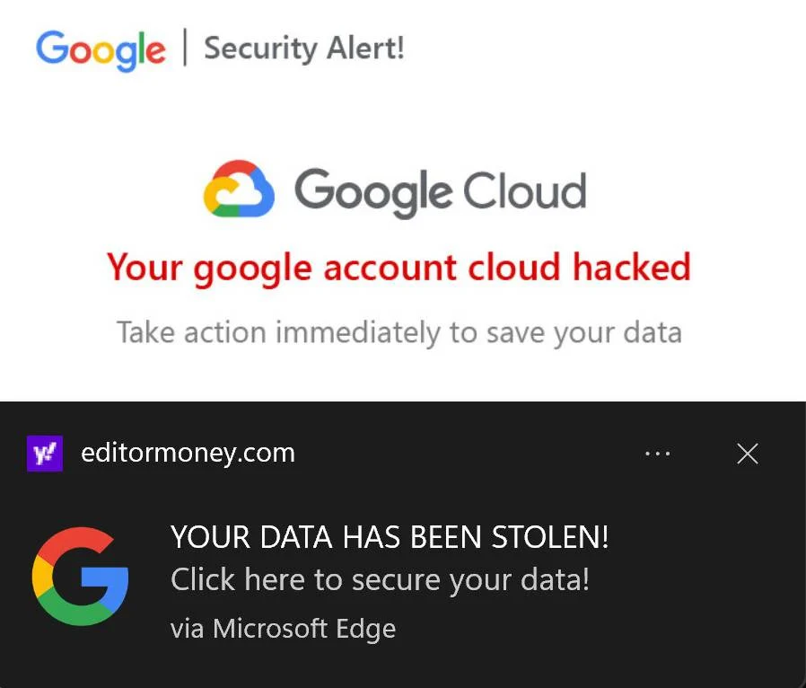 Remove Your Google Account Cloud Hacked Pop-up Scam 1 Image: Your Google Account Cloud Hacked Fake Alerts