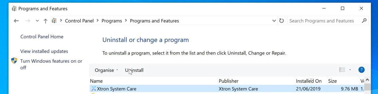 How to remove Xtron System Care (Virus Removal Guide) 6 Uninstall Xtron System Care Virus