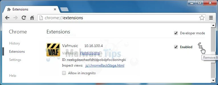 [Image: VAFMusic Toolbar Chrome extension]