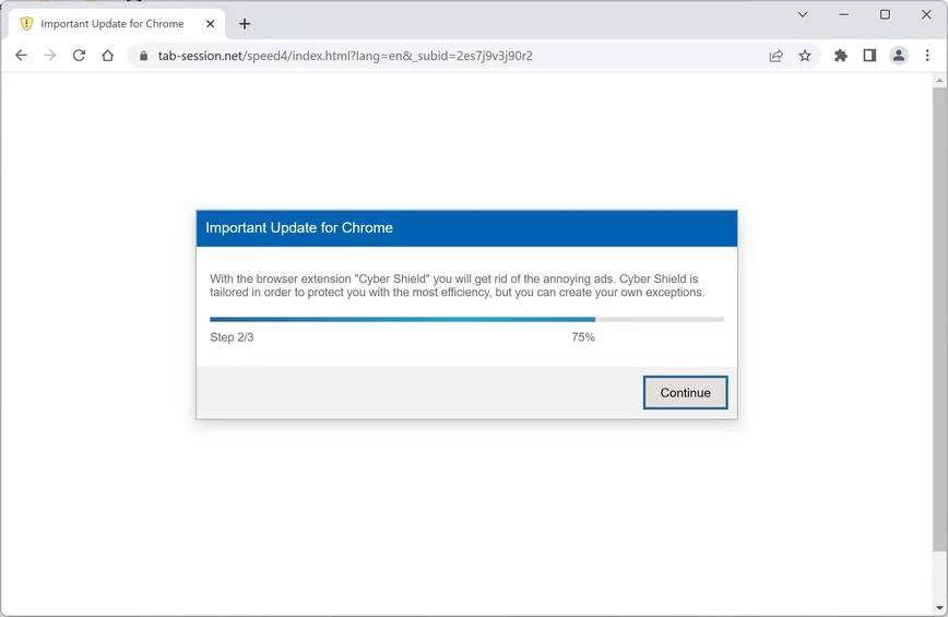 Image: Advertisement distributing Tab Session extension