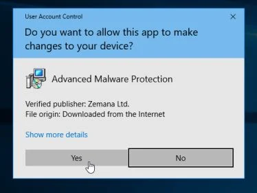 Zemana AntiMalware UAC