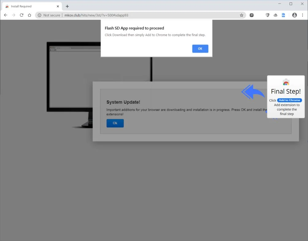 How to remove Mkox.club pop-up scam (Virus Removal Guide) 1 Image: Chrome browser is redirected to Mkox.club