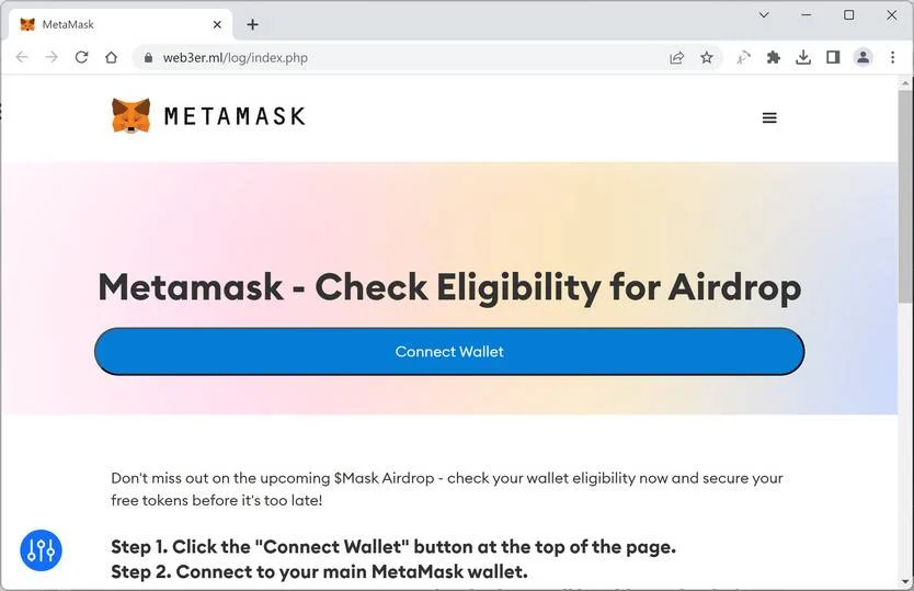Scam Alert: MetaMask Check Eligibility For Airdrop Pop-ups