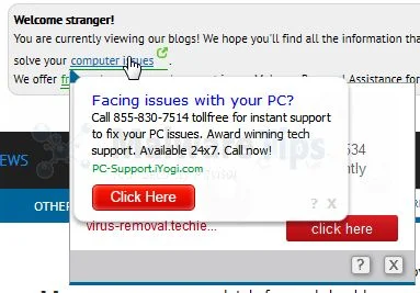 [Image: PC-Support-iYogi.com pop-up virus]