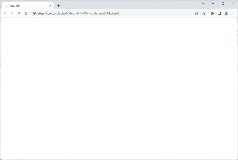 Image: Chrome browser is redirected to the Stopify.co site