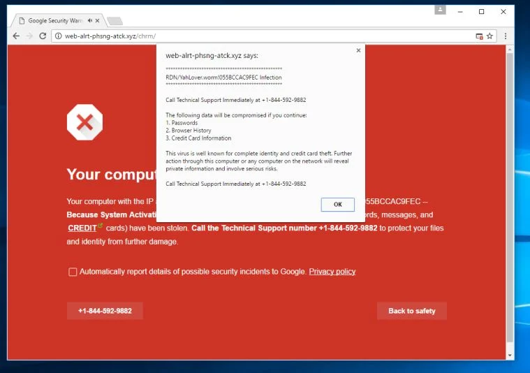 Error 055BCCAC9FEC Scam adware