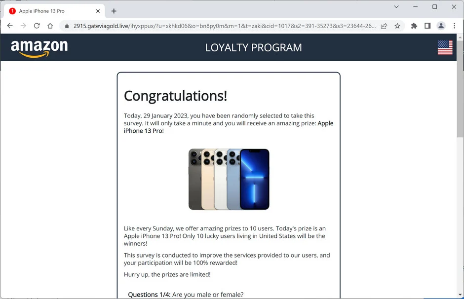 Image: Gateviagold.live Survey Scam
