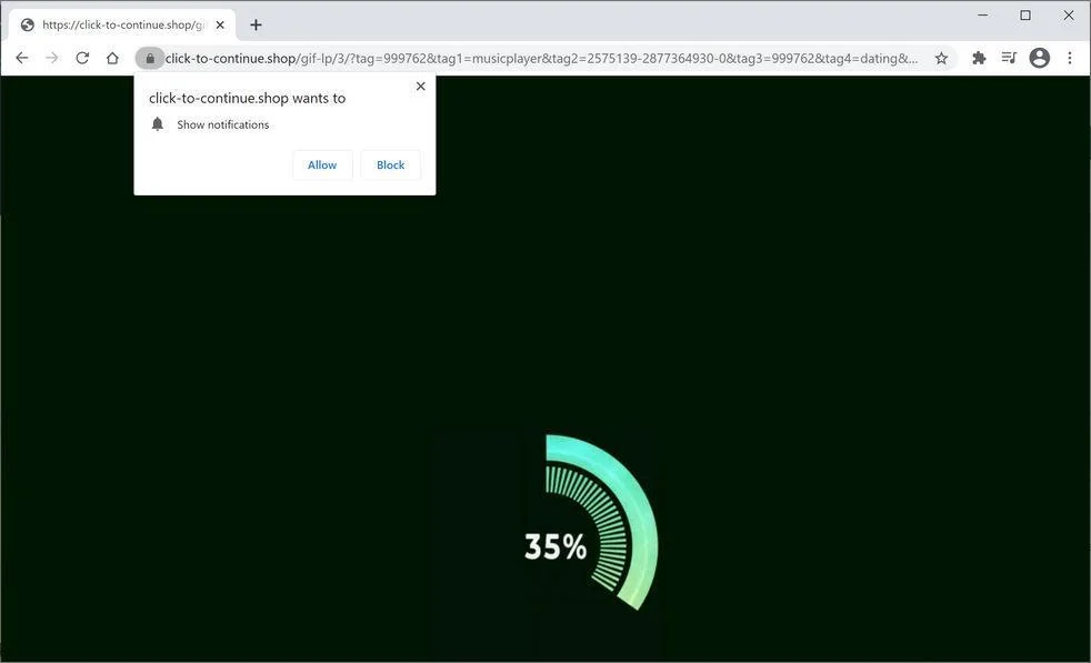 Remove Click-to-continue.shop pop-up ads (Virus Removal Guide) 1 Image: Chrome browser is redirected to Click-to-continue.shop