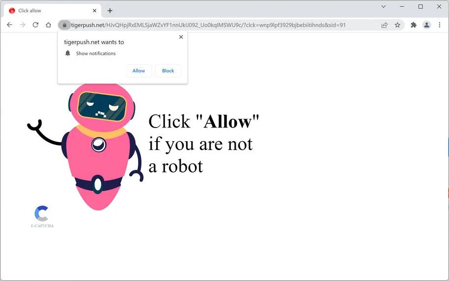 How to Remove Tigerpush.net Pop-up Ads (Virus Removal Guide) 1 Image: Chrome browser is redirected to Tigerpush.net