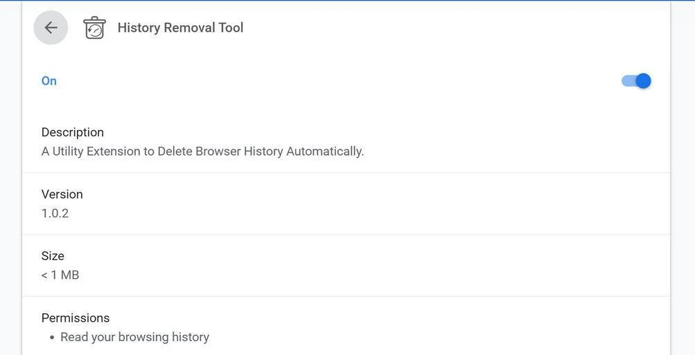 Image: History Removal Tool Chrome extension