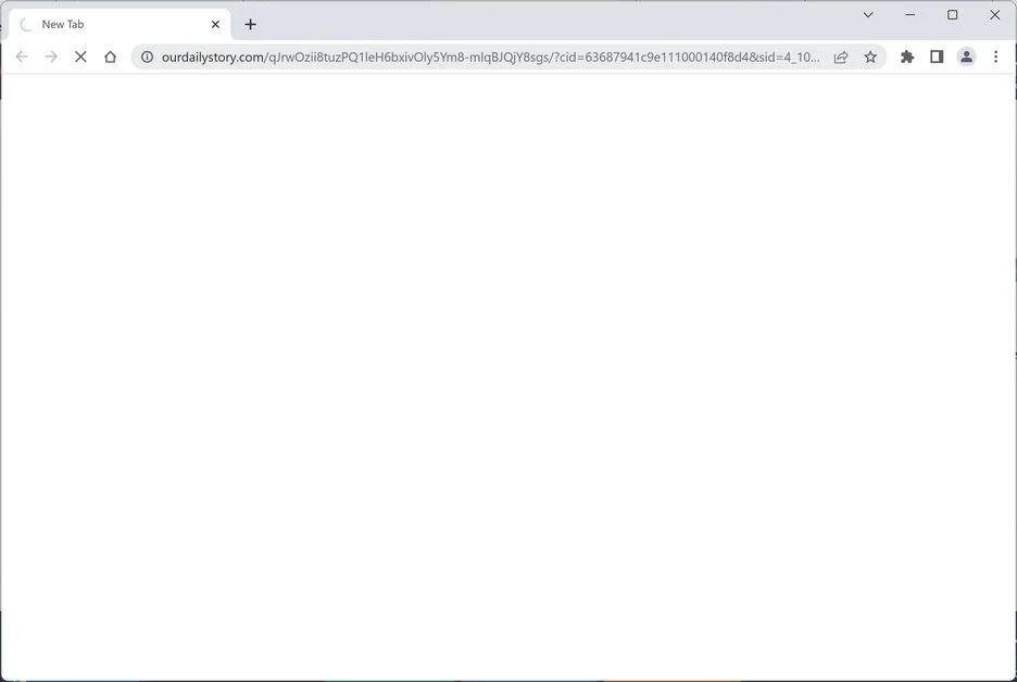 Image: Chrome browser is redirected to the Ourdailystory.com site
