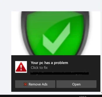Your PC has a problem. Click to fix - Scam