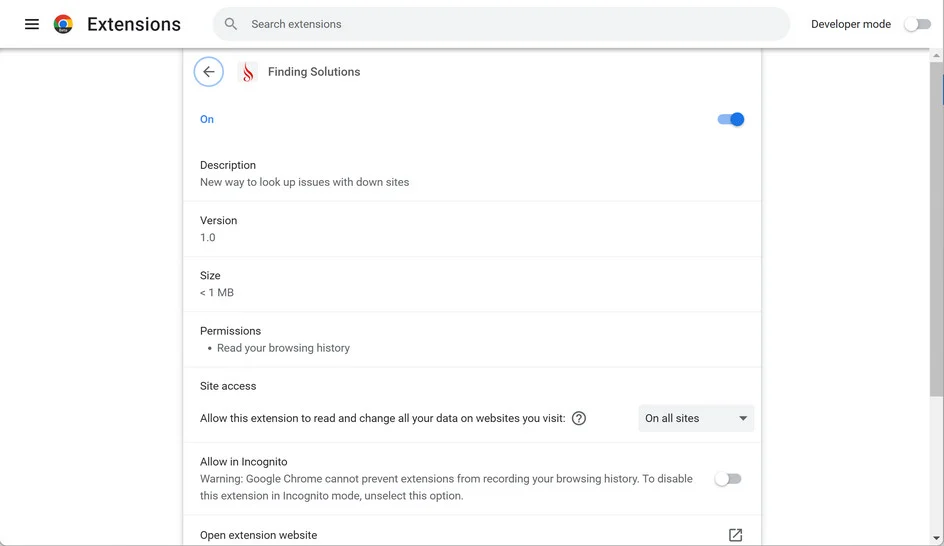 Image: Finding Solutions Chrome extension