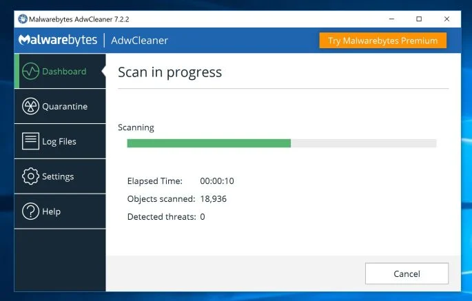 AdwCleaner while scanning for Turbowinners.com malware AdwCleaner Scanning for Turbowinners.com browser hijacker and other malicious programs