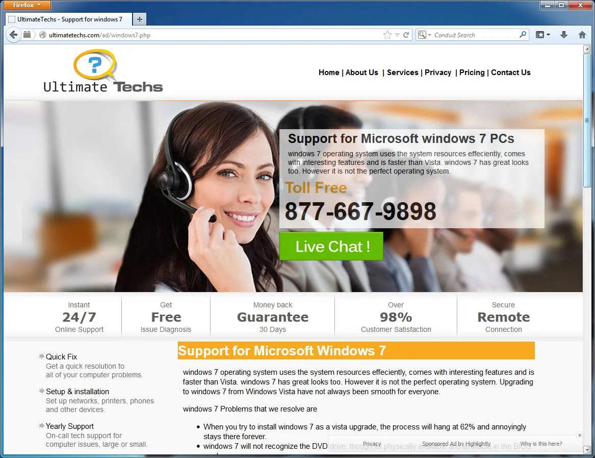 [Image: UltimateTechs.com popup virus]