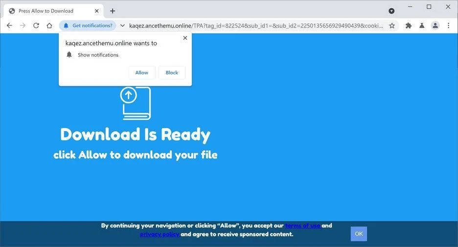Remove Ancethemu.online pop-up ads (Virus Removal Guide) 1 Image: Chrome browser is redirected to Ancethemu.online