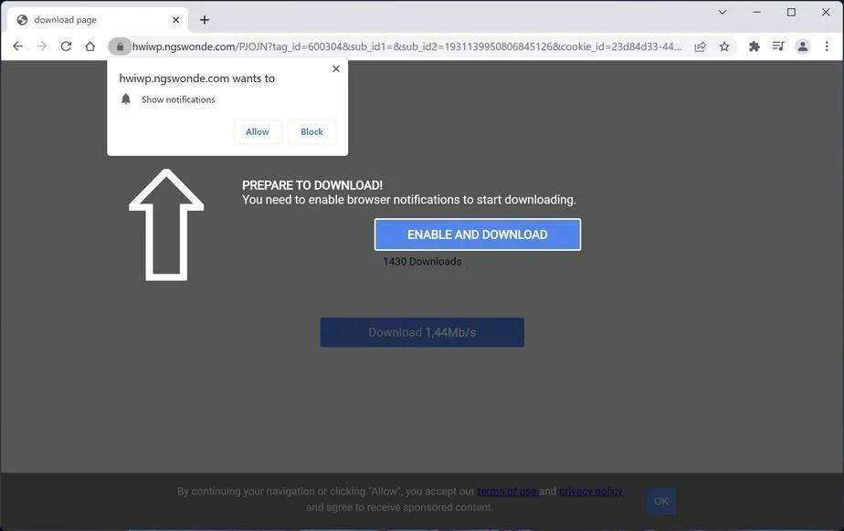 How to Remove Ngswonde.com Pop-up Ads (Virus Removal Guide) 1 Image: Chrome browser is redirected to Ngswonde.com