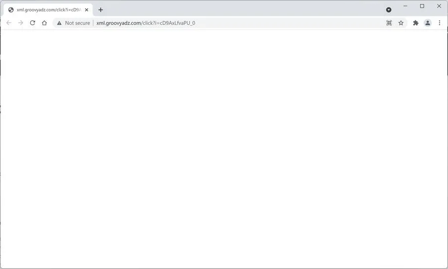 Image: Chrome browser is redirected to Groovyadz.com