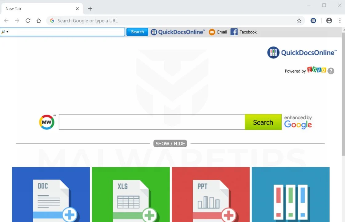 QuickDocsOnline New Tab adware