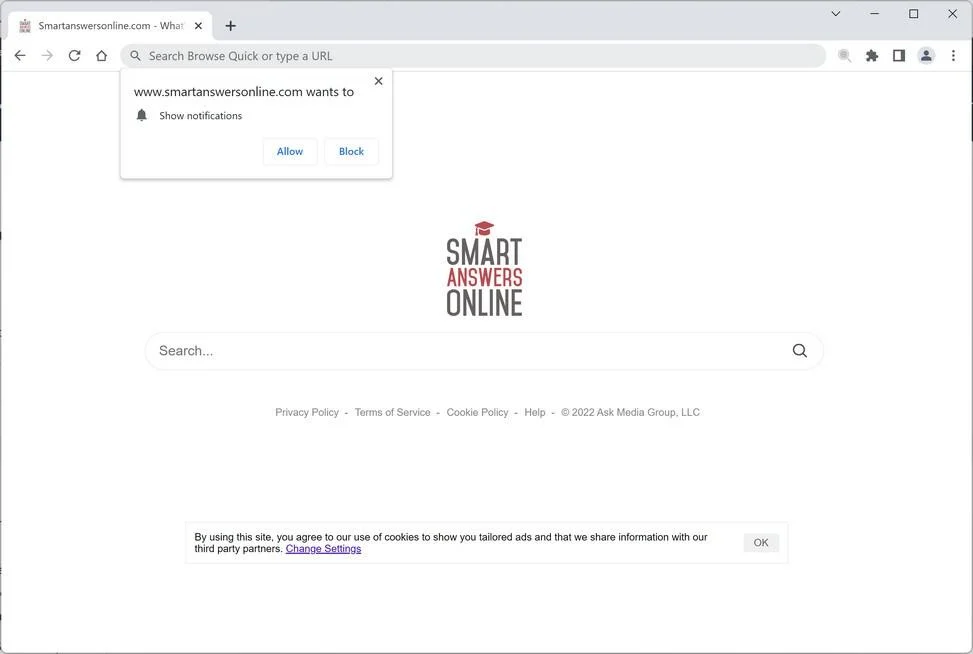 Remove SmartAnswersOnline Redirect (Virus Removal Guide) 1 Image: SmartAnswersOnline browser redirect