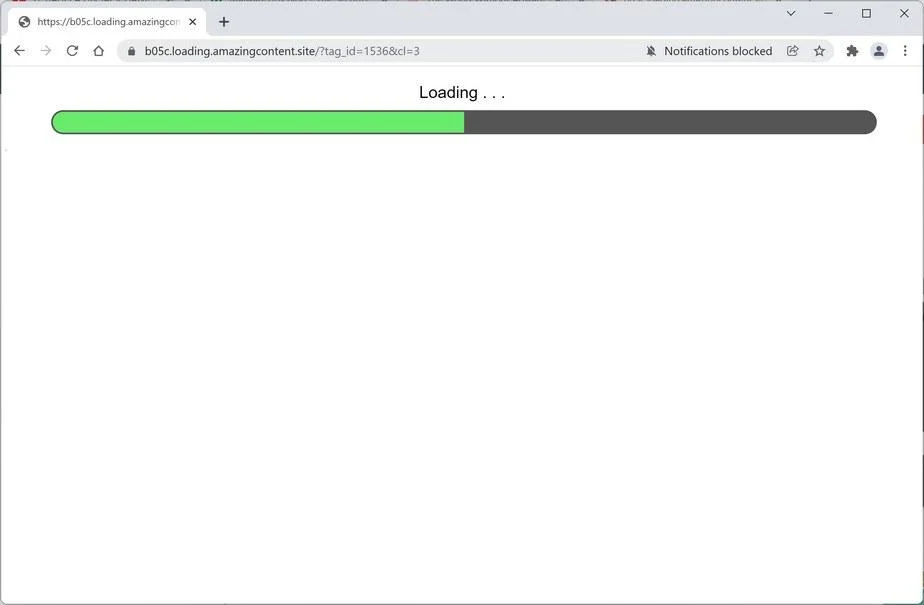 Image: Chrome browser is redirected to Amazingcontent.site