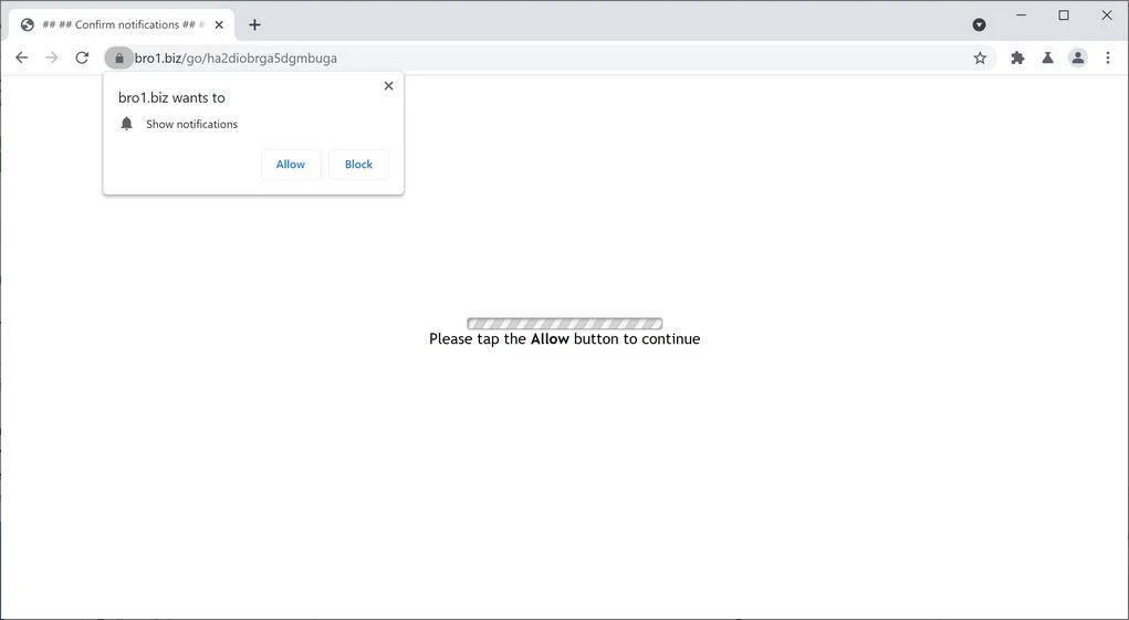 Image: Chrome browser is redirected to Bro1.biz