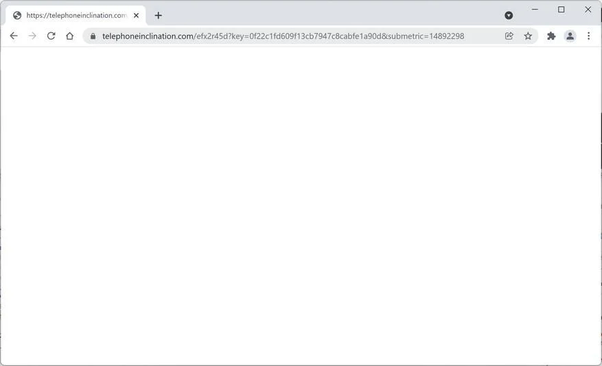 Image: Chrome browser is redirected to Telephoneinclination.com