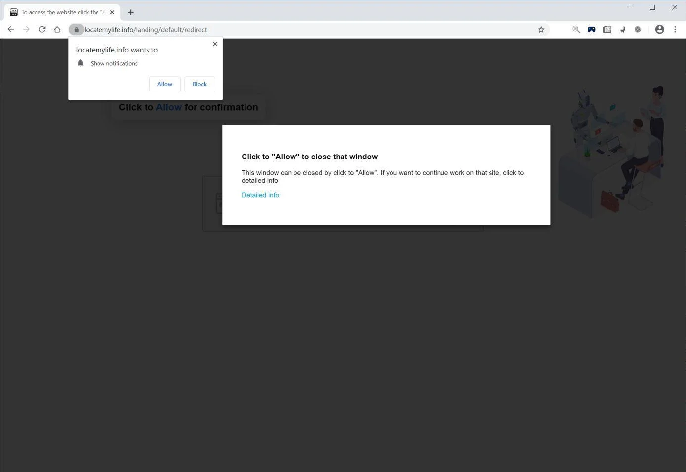 Remove Locatemylife.info pop-up ads (Virus Removal Guide) 1 Image: Chrome browser is redirected to Locatemylife.info