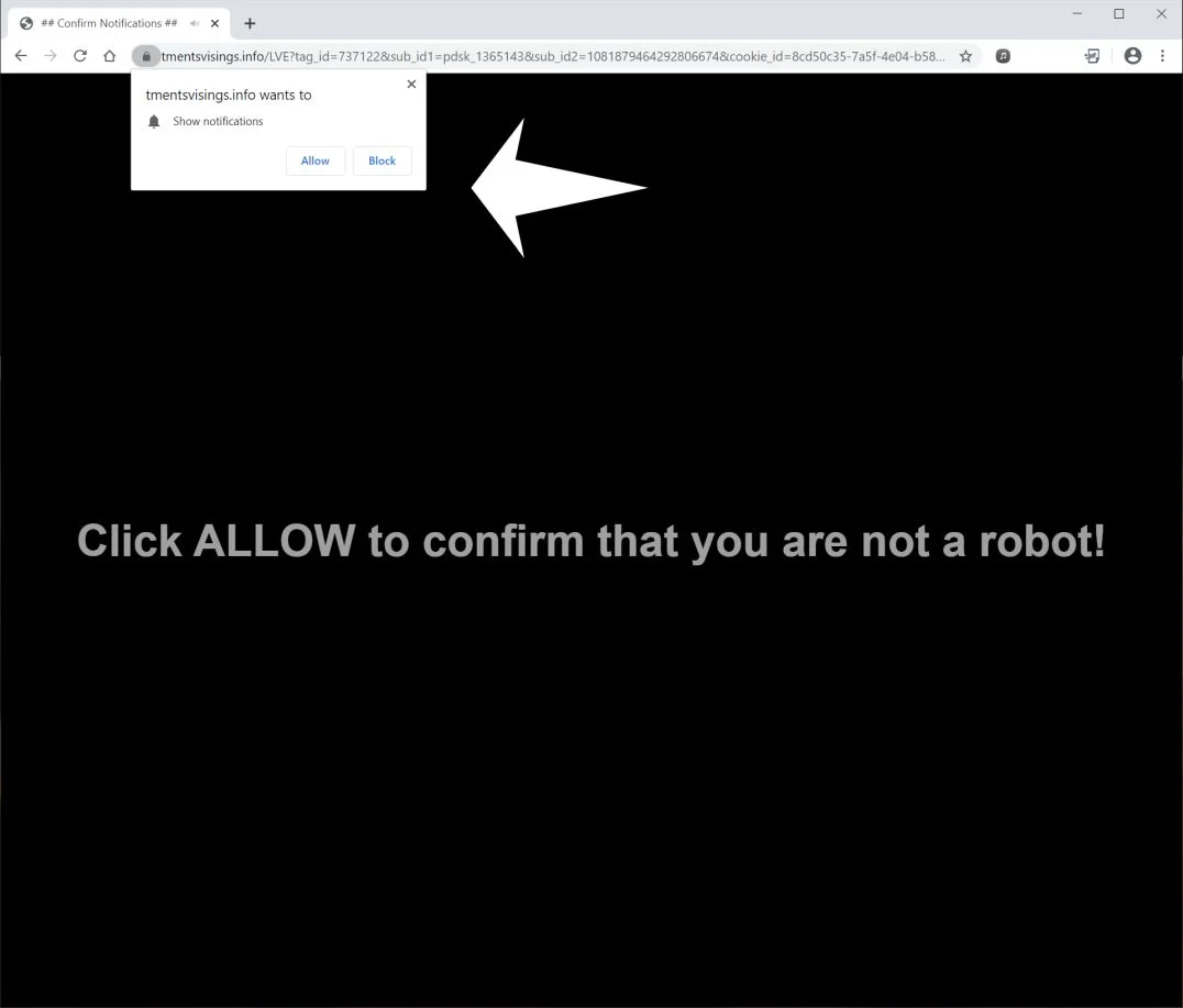How to remove Tmentsvisings.info pop-up ads (Virus Removal Guide) 1 Image: Chrome browser is redirected to Tmentsvisings.info