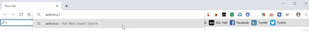 Image: Chrome browser is redirected to Ask Web Search