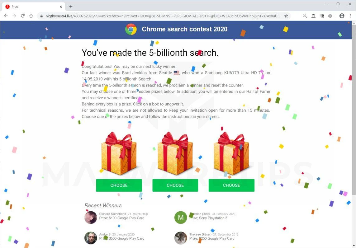 Remove Nigthyoustr4.live pop-up scam (Virus Removal Guide) 1 Image: Chrome browser is redirected to Nigthyoustr4.live