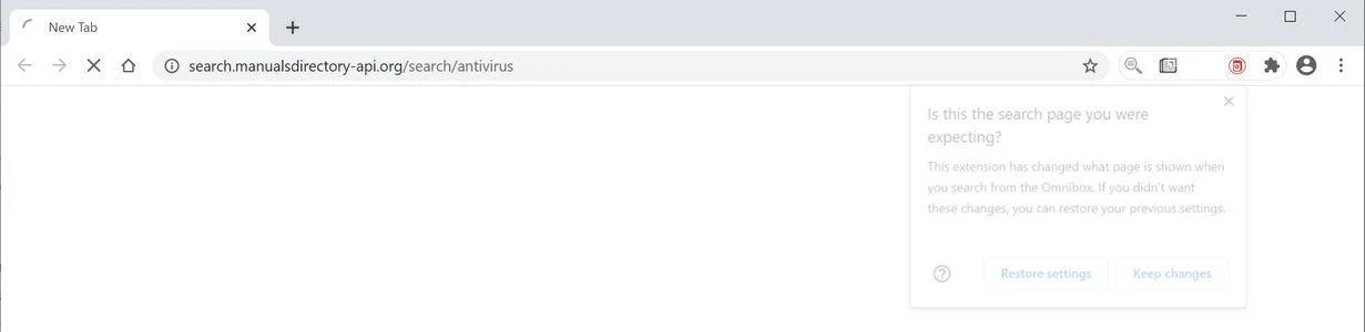 Image: Chrome browser is redirected to Search.manualsdirectory-api.org