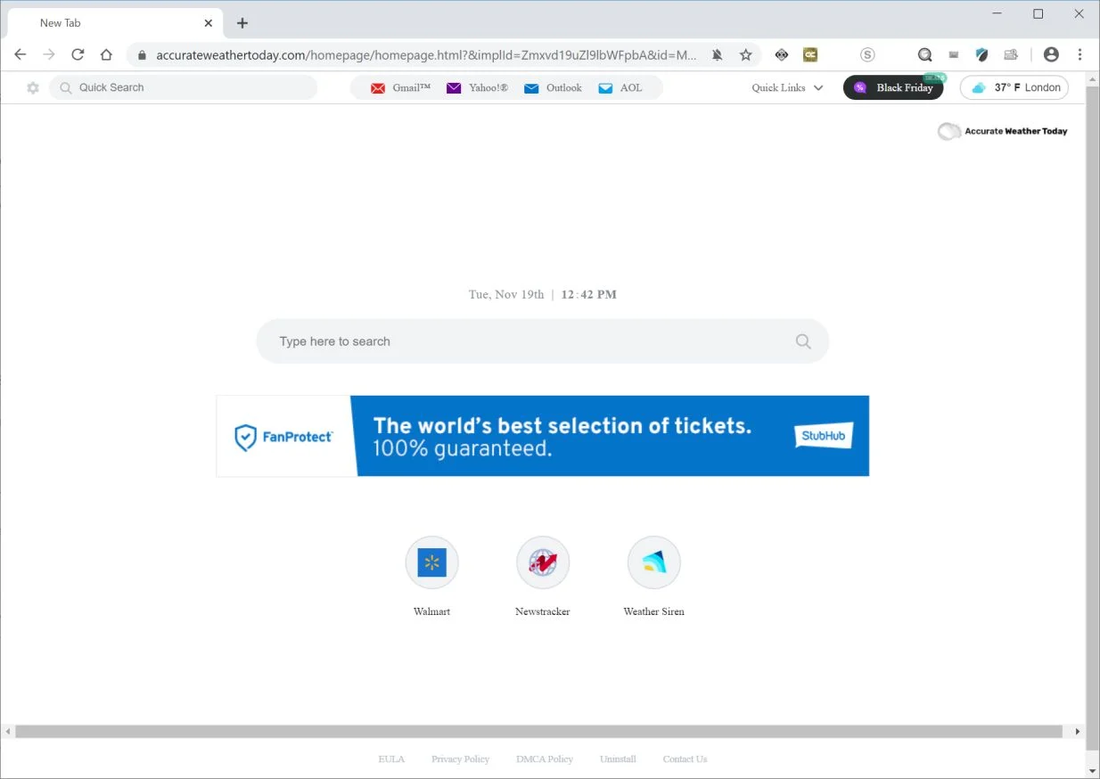 How to remove Accurateweathertoday.com redirect (Virus Removal Guide) 1 Image: Chrome browser is redirected to Accurateweathertoday.com