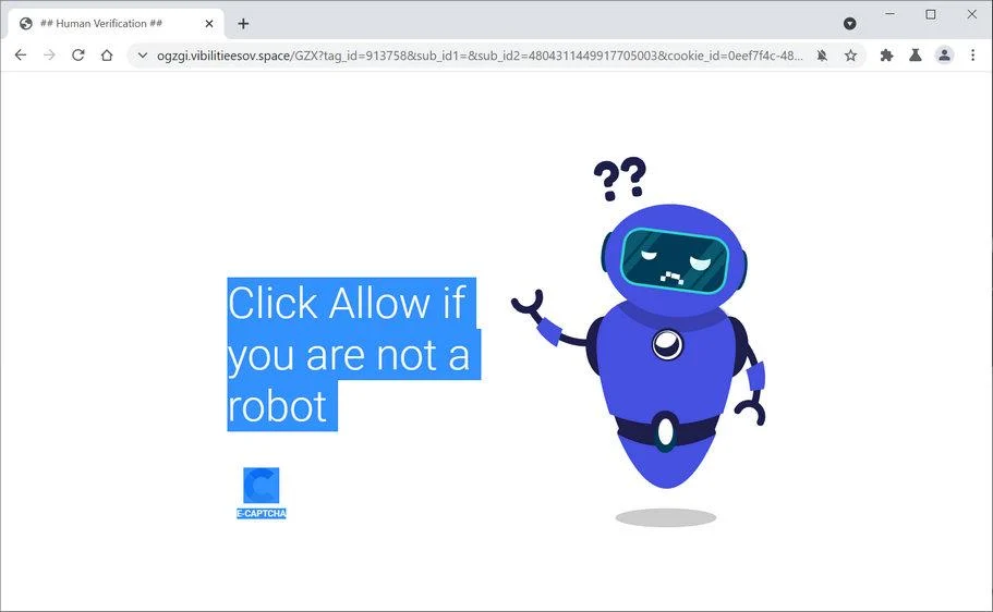 Image: Chrome browser is redirected to Vibilitieesov.space