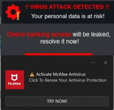 Image: McAfee Virus Attack Detected Fake Alerts