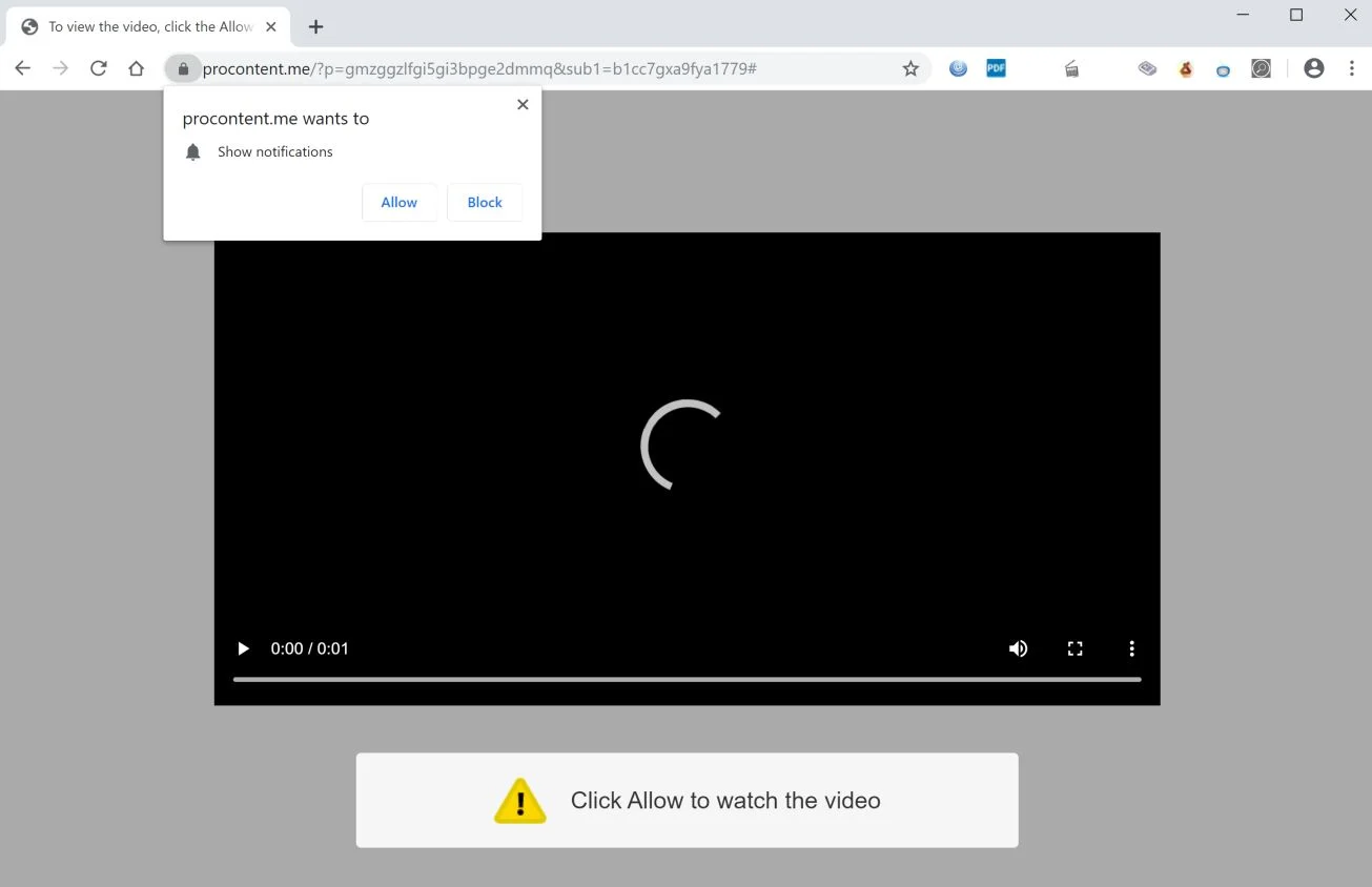 How to remove Procontent.me pop-up ads (Virus Removal Guide) 1 Image: Chrome browser is redirected to Procontent.me