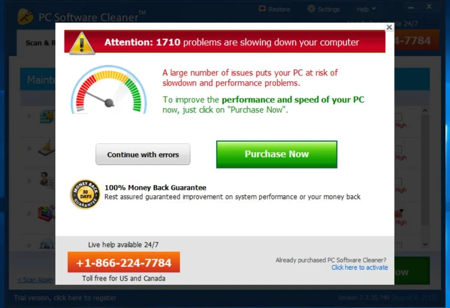 PC Software Cleaner 7 system optimizer PC Software Cleaner 7 Adware