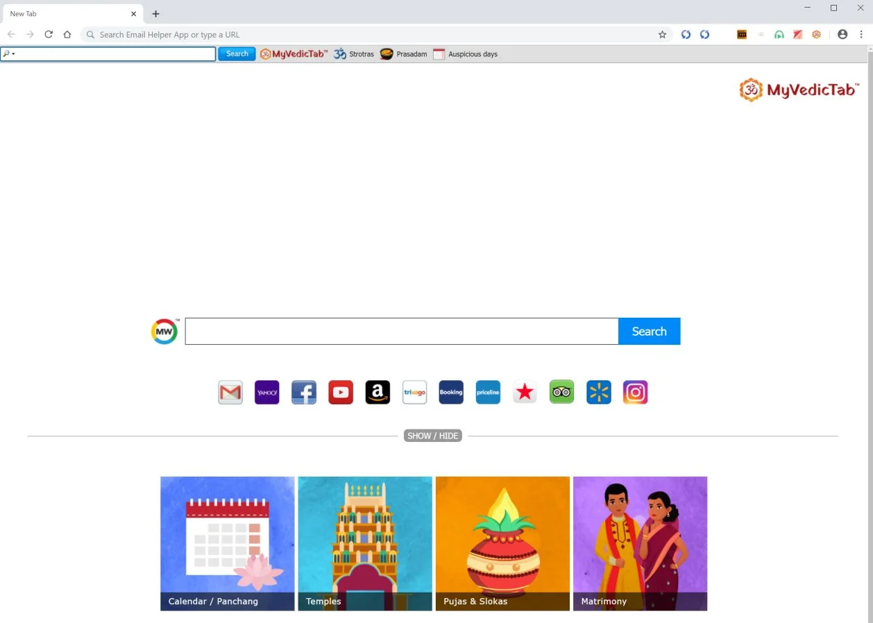 How to remove MyVedicTab redirect (Uninstall Guide) 1 Image: Chrome browser is redirected to MyVedicTab