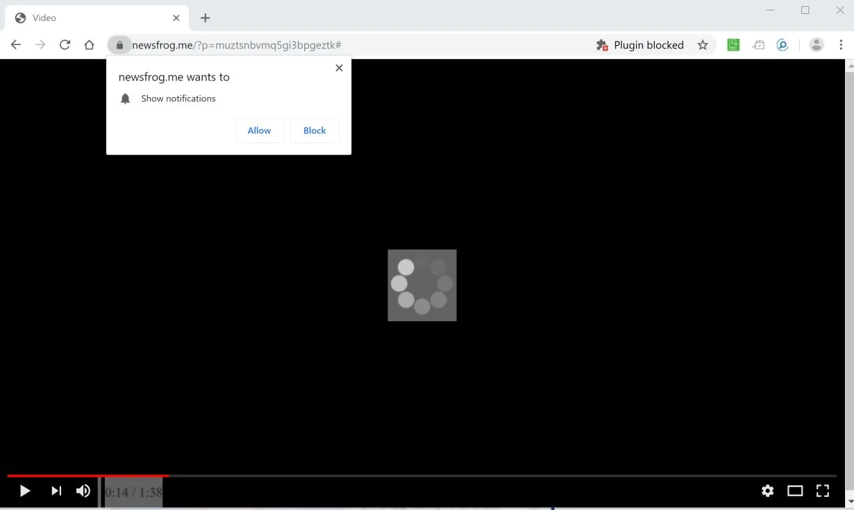 Image: Chrome browser is redirected to Newsfrog.me