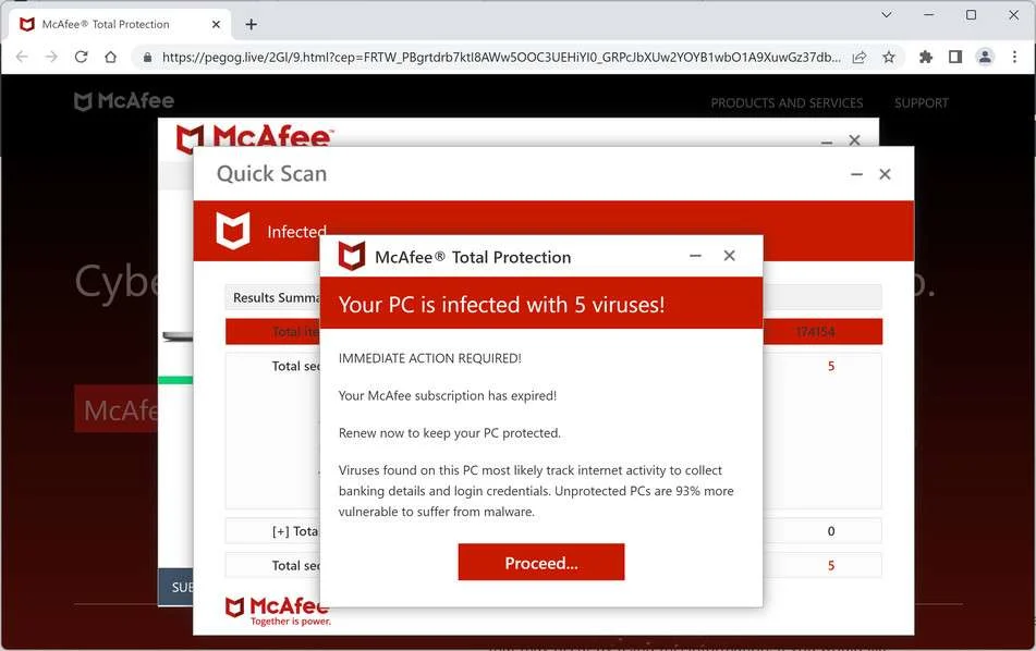 Image: Chrome browser is redirected to Pegog.live