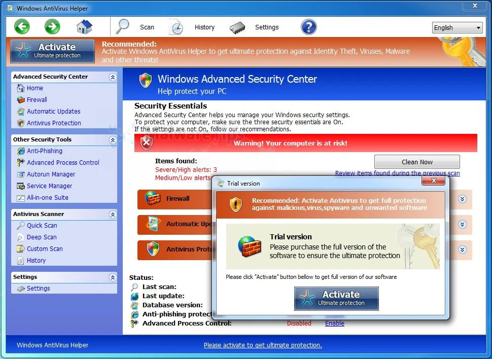 Windows AntiVirus Helper virus Picture of Windows AntiVirus Helper virus